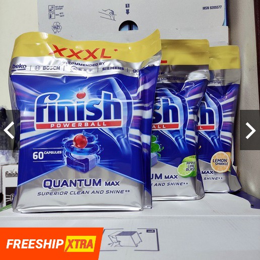 [LOẠI MẠNH NHẤT] Viên rửa bát Finish Quantum 60 viên ( Đức )
