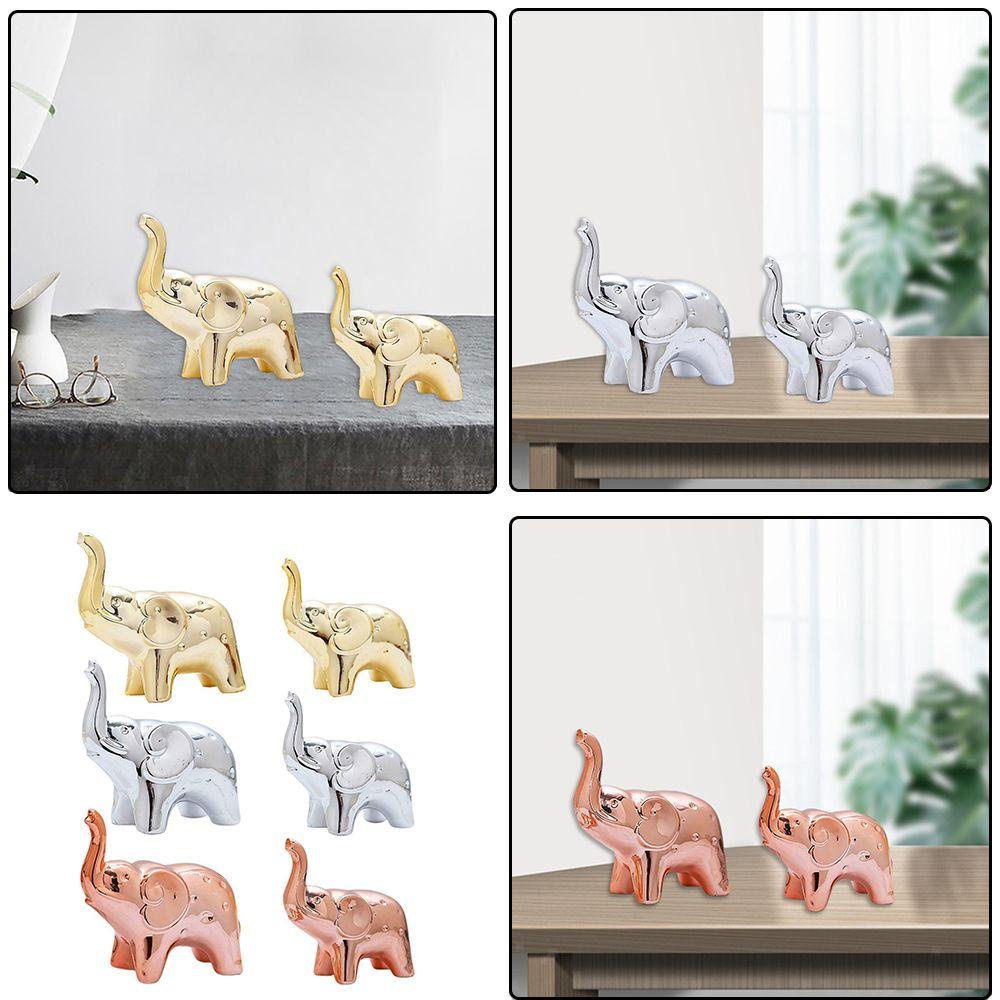 CONOPERY Set 2 Tượng Voi Bằng Gốm Dễ Thương Để Trang Trí