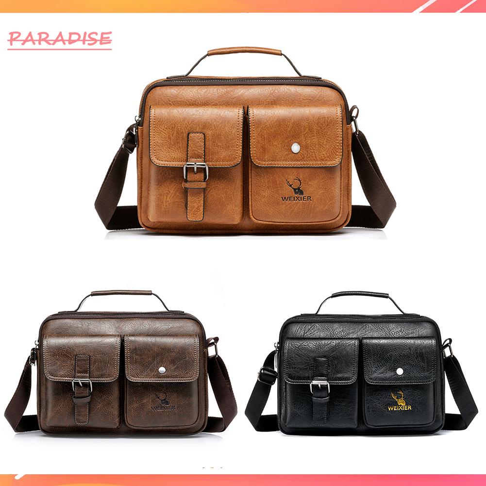 Túi Xách Da PU Nhiều Ngăn Phong Cách Vintage Cho Nam