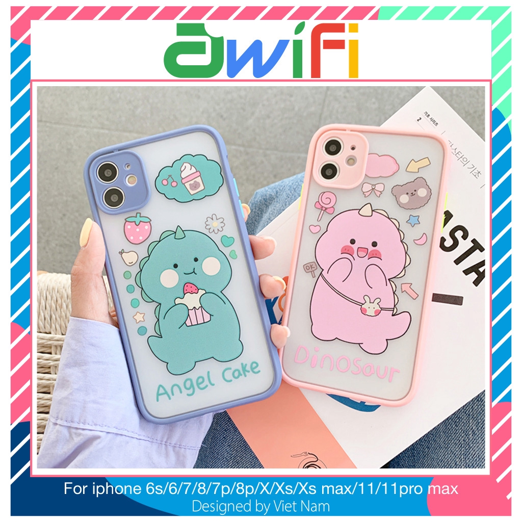 Ốp lưng iphone nhám đôi khủng long 5/5s/6/6plus/6s/6splus/7/7plus/8/8plus/x/xr/xs/11/12/pro/max/plus/promax - Awifi T6-9