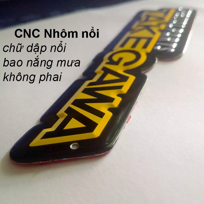 Tem Nhôm TAKEGAWA dán pô xe máy, Dán xe máy, Kích thước 13*3.3cm - Nhôm nổi CNC Không phai JH136