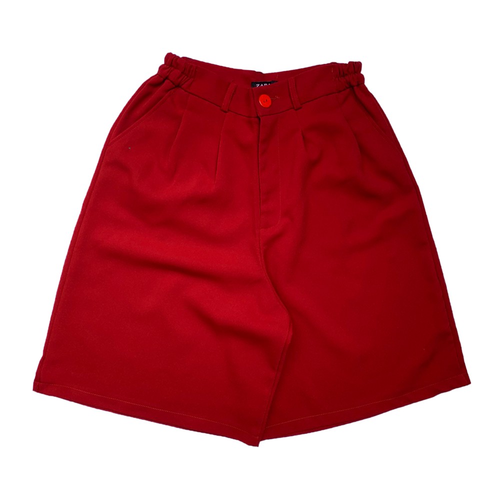 Quần short ống rộng Unisex nam nữ cạp cao màu đen CRQ023