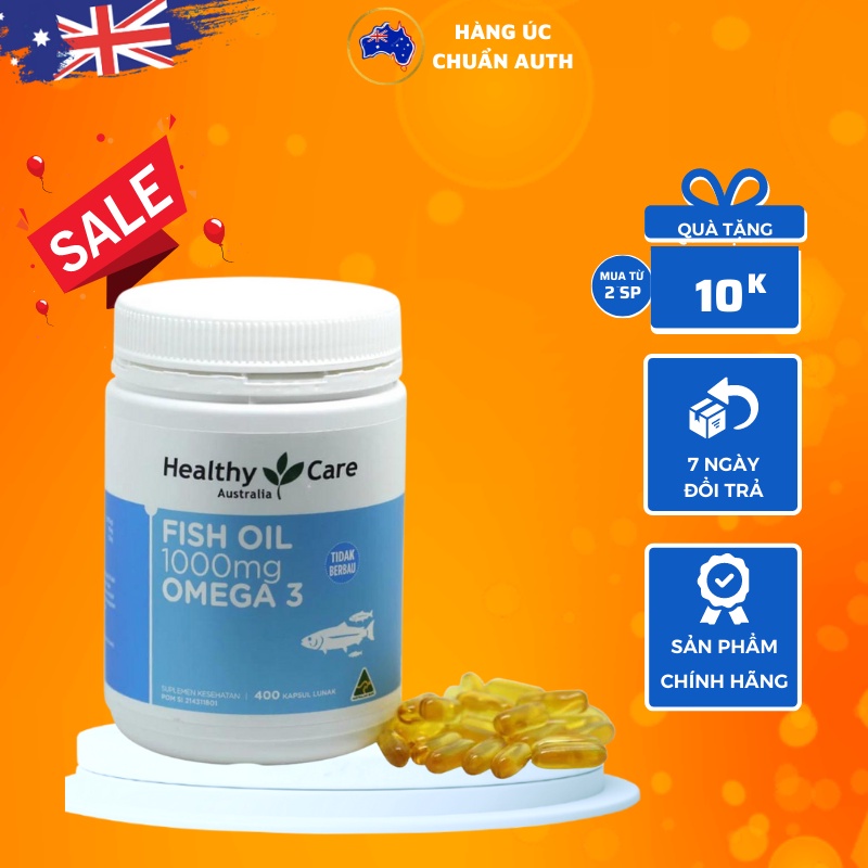 Viên uống bổ sung dầu cá Úc Healthy Care Fish Oil 1000mg Omega 3 400 viên
