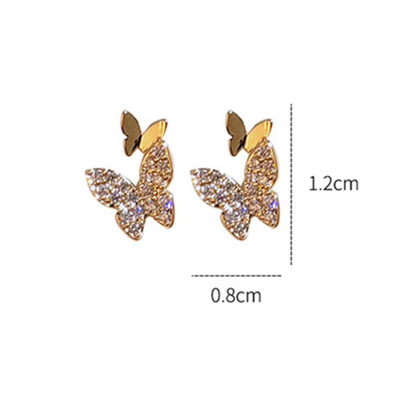 Đôi khuyên tai xỏ / Một chiếc khuyên tai kẹp một bên hình cánh bướm đính kim cương xinh xắn dành cho nữ