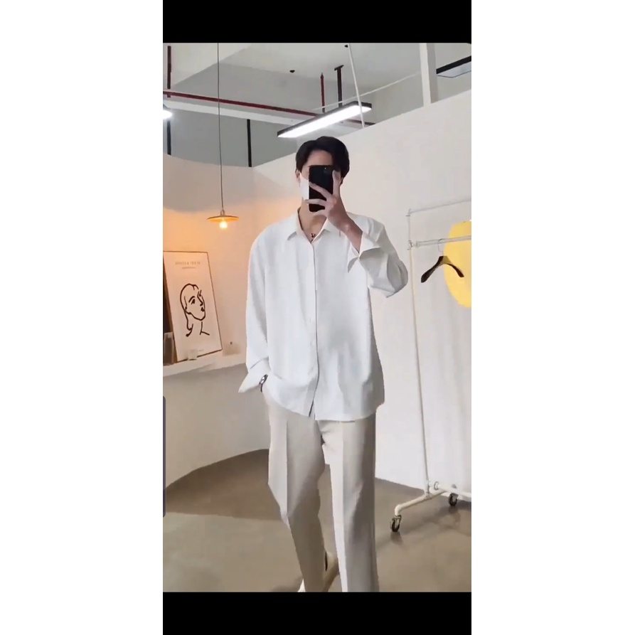 Combo baggy Nam  QUẦN ĐEN,GHI XÁM.TRẮNG KEM , ÁÓ SƠ MI TRẮNG  Dài Tay Dáng Rộng đẹp