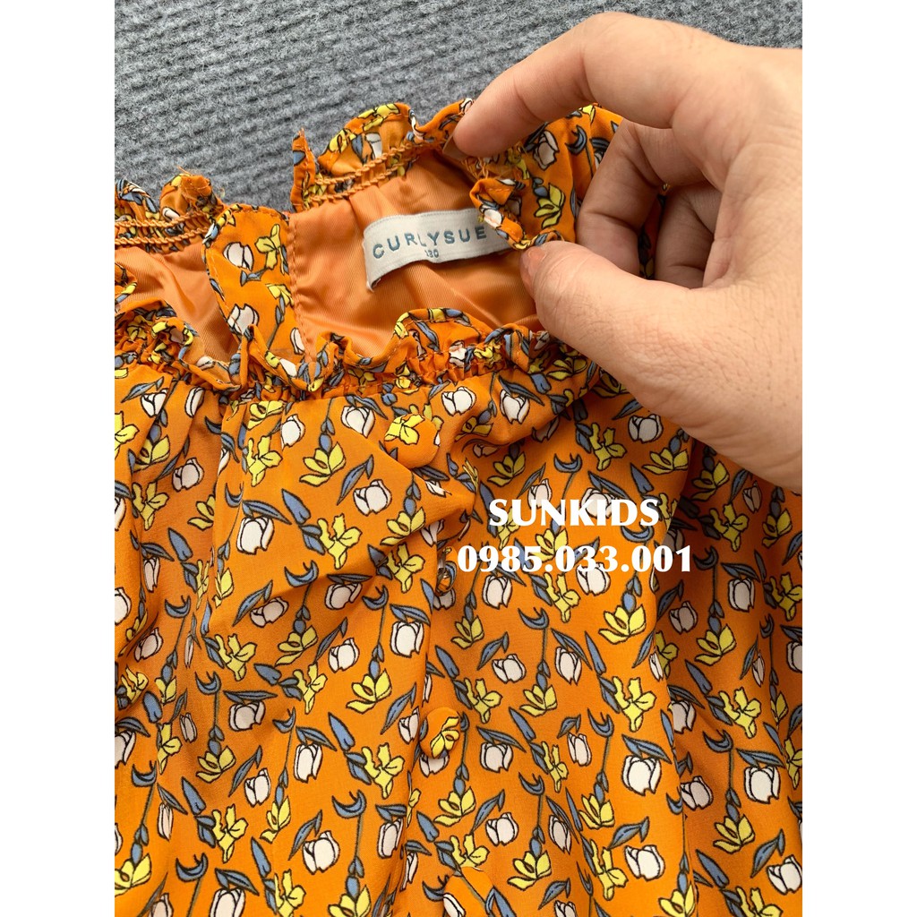 Váy xếp ly hoa nhí nâu cam