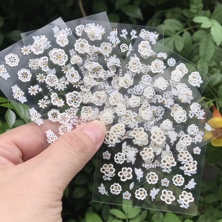 Sticker dán móng nail hoa lá và trái tim 3d