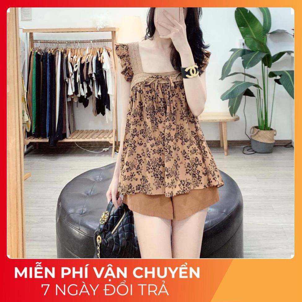 Set Hoa Nâu Tây Cánh Tiên Phối Ren