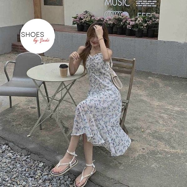 Sandal nữ xỏ ngón Hiền Hồ hot trend- xăng đan đế cói quai xích tiểu thư sang chảnh SUDI SHOES SD041AKA