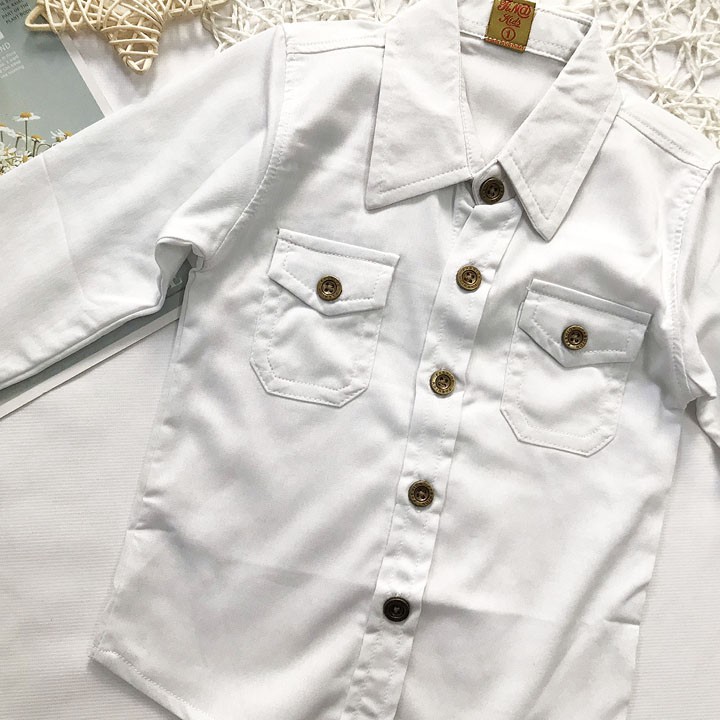 Áo Sơ mi kate thun tay dài 2 túi từ 10kg đến 16kg - AT282