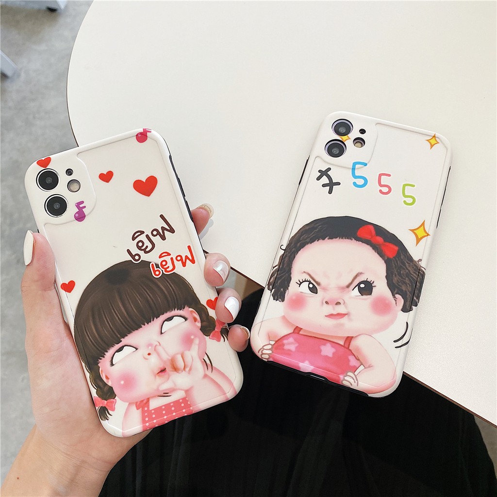 Soft Plastic Phone Cases Cute Couple cartoon Funny girl Case suitable for iPhone11 PRO MAX 7/8plus SE2020 X/XS XR XSMAX