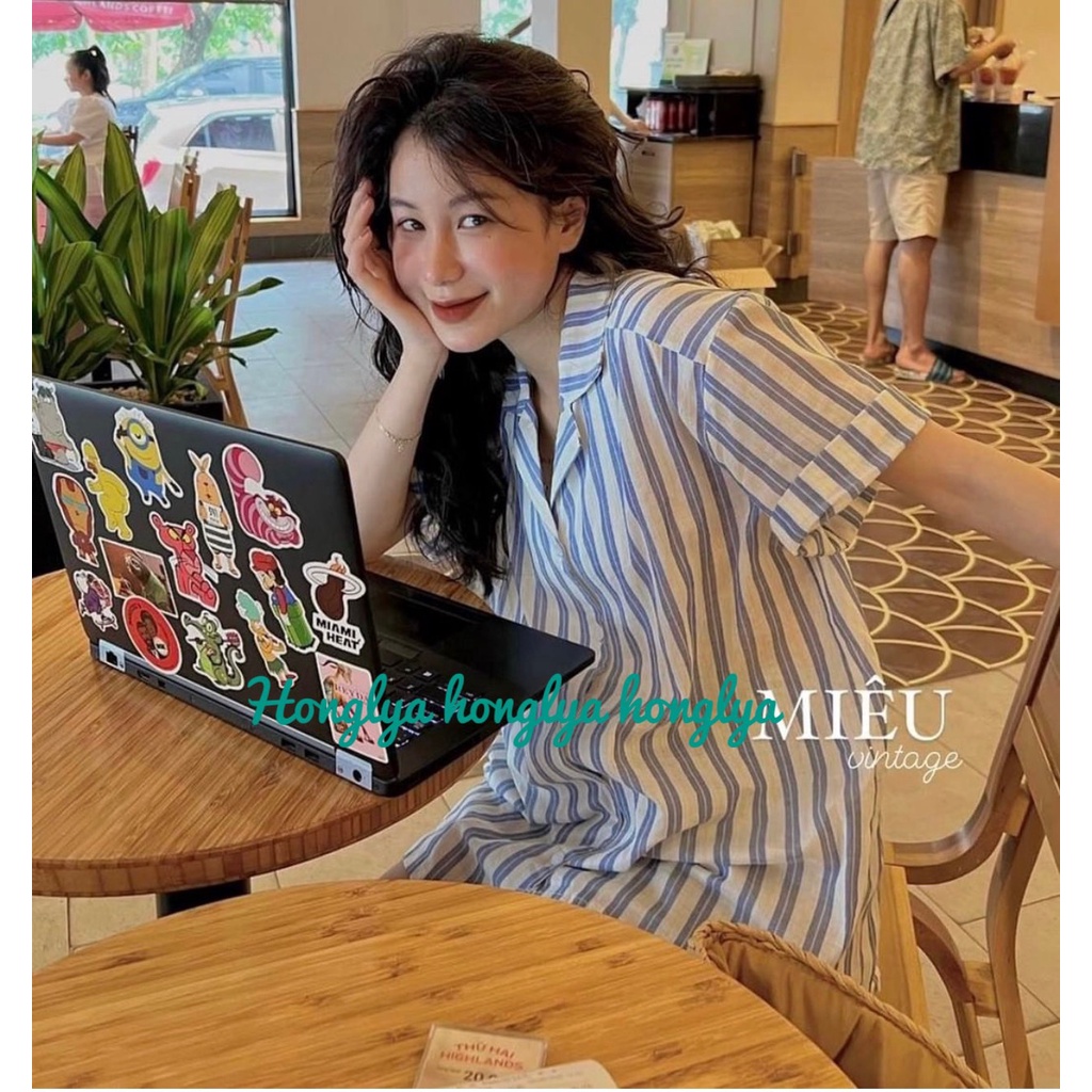 Sơ mi kẻ sọc ngắn tay hottrend mới