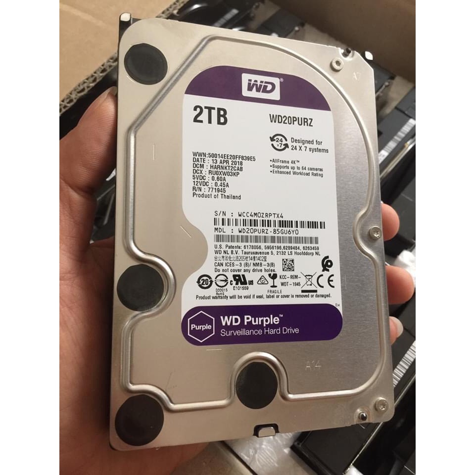 Ổ cứng HDD 2T Western Digital  3.5" SATA 3 - WD20PURZ