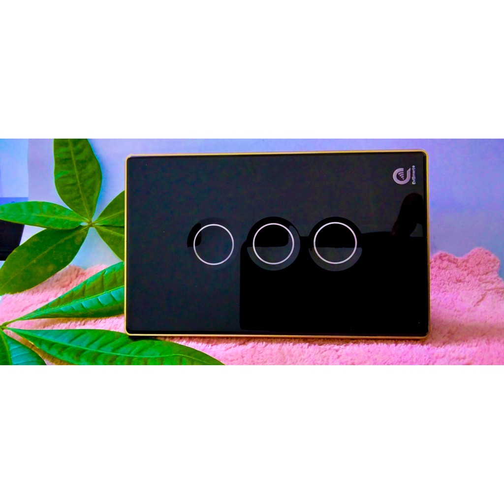 Công tắc cảm ứng thông minh Evismart, sóng zigbee, 3 nút bấm lõm, viền nhôm màu đen, điều khiển từ xa qua app Tuya