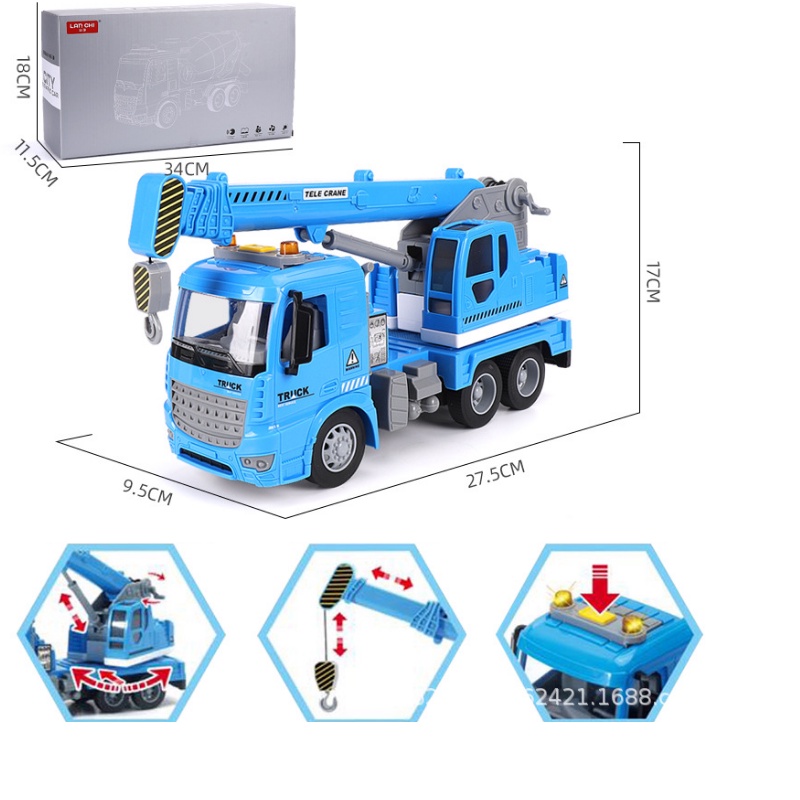 Xe cẩu móc đồ chơi trẻ em mô hình tỉ lệ 1:16 bằng nhựa ABS có âm thanh và đèn