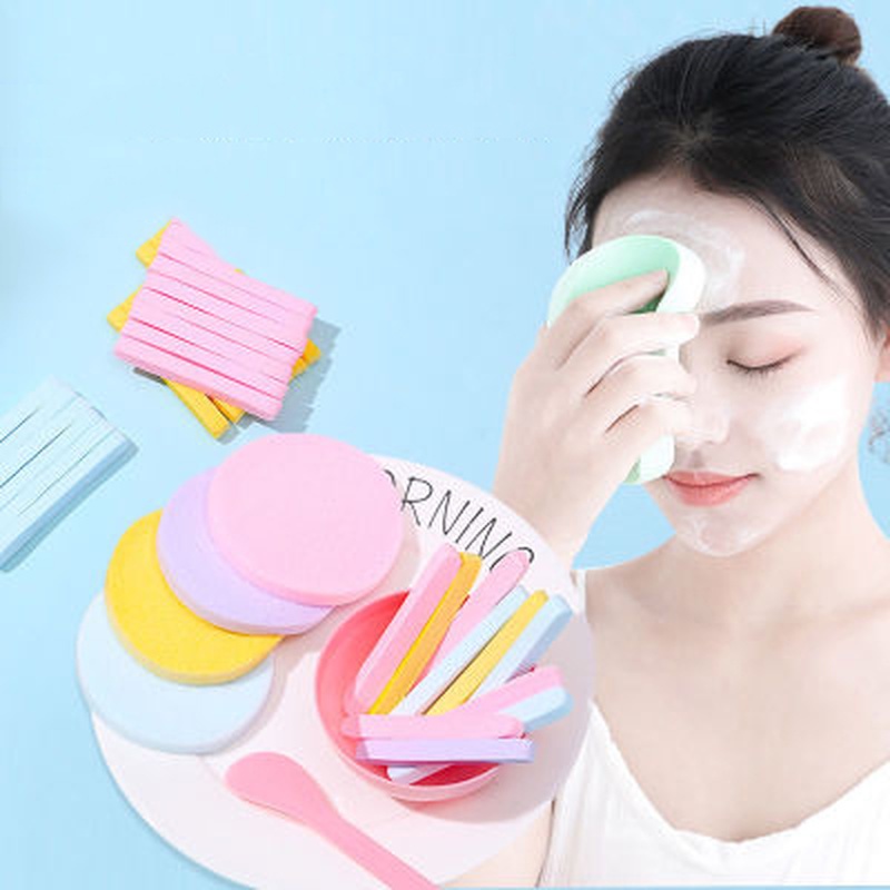 Set 12 Mút Xốp Nén Màu Trơn Làm Sạch Da Mặt/Trang Điểm Thời Trang