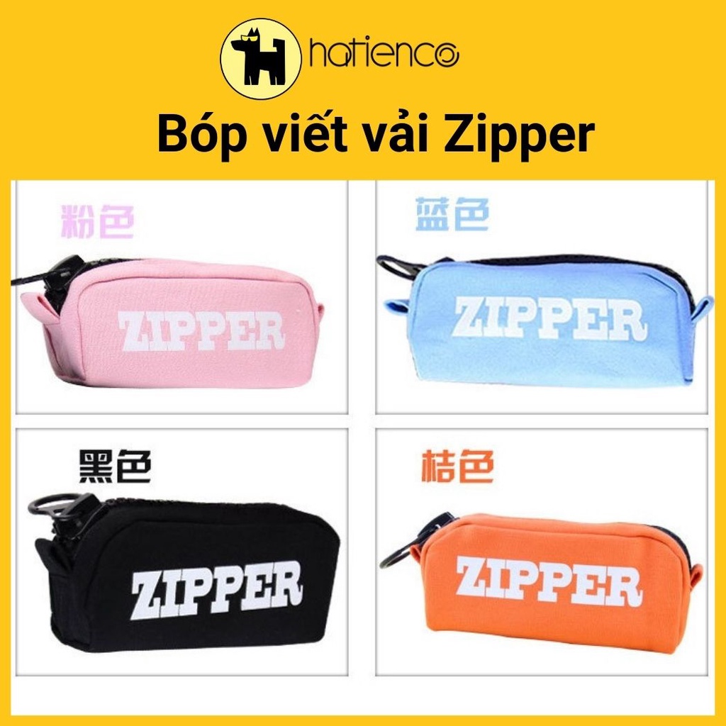 Bóp viết, hộp bút vải zipper dây kéo to cá tính