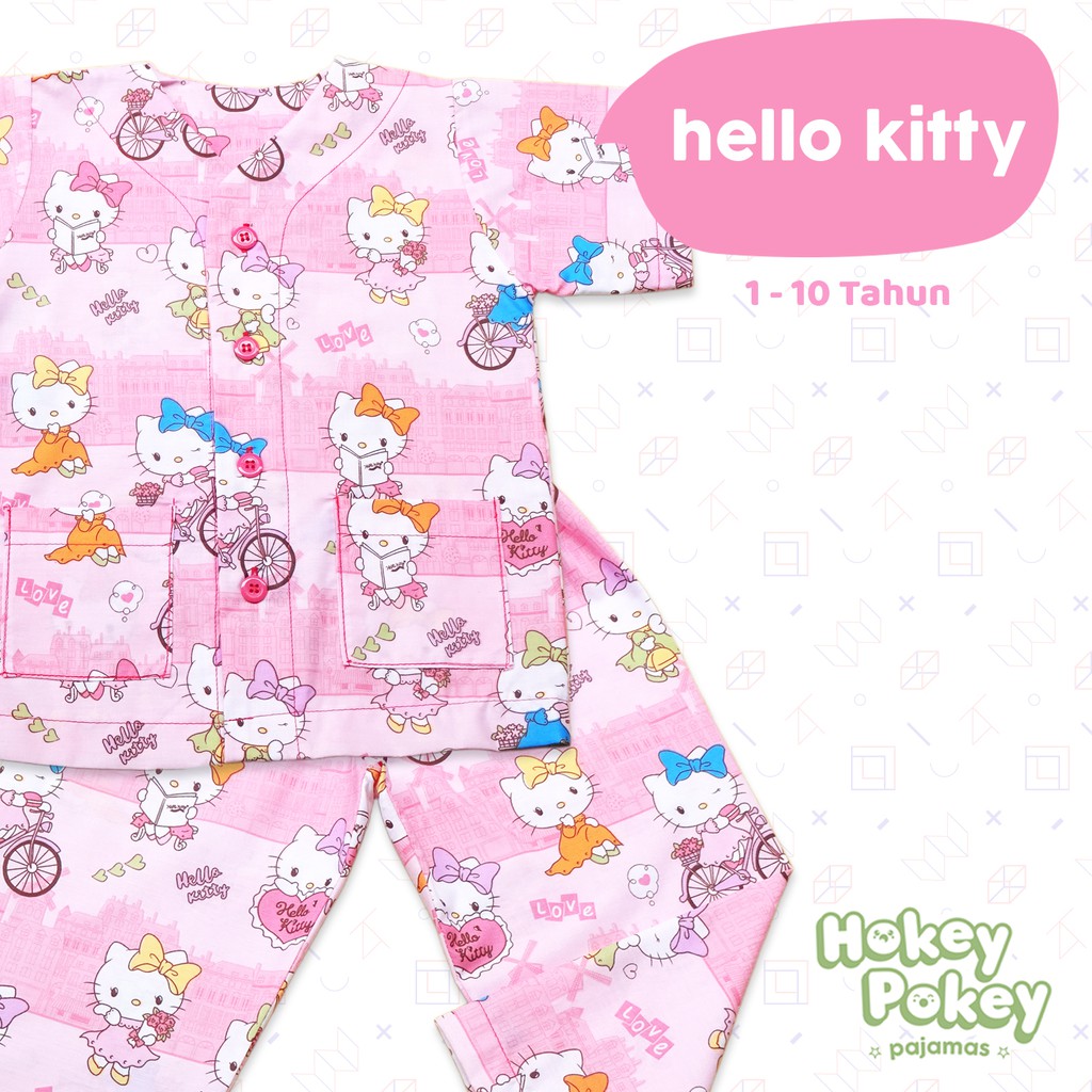 Bộ Đồ Ngủ Không Cổ In Hình Hello Kitty Xinh Xắn Cho Bé Gái