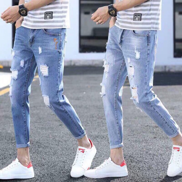 Quần jeans nam 2 màu rách WASH xước cao cấp QHI01 - MUA NGAY