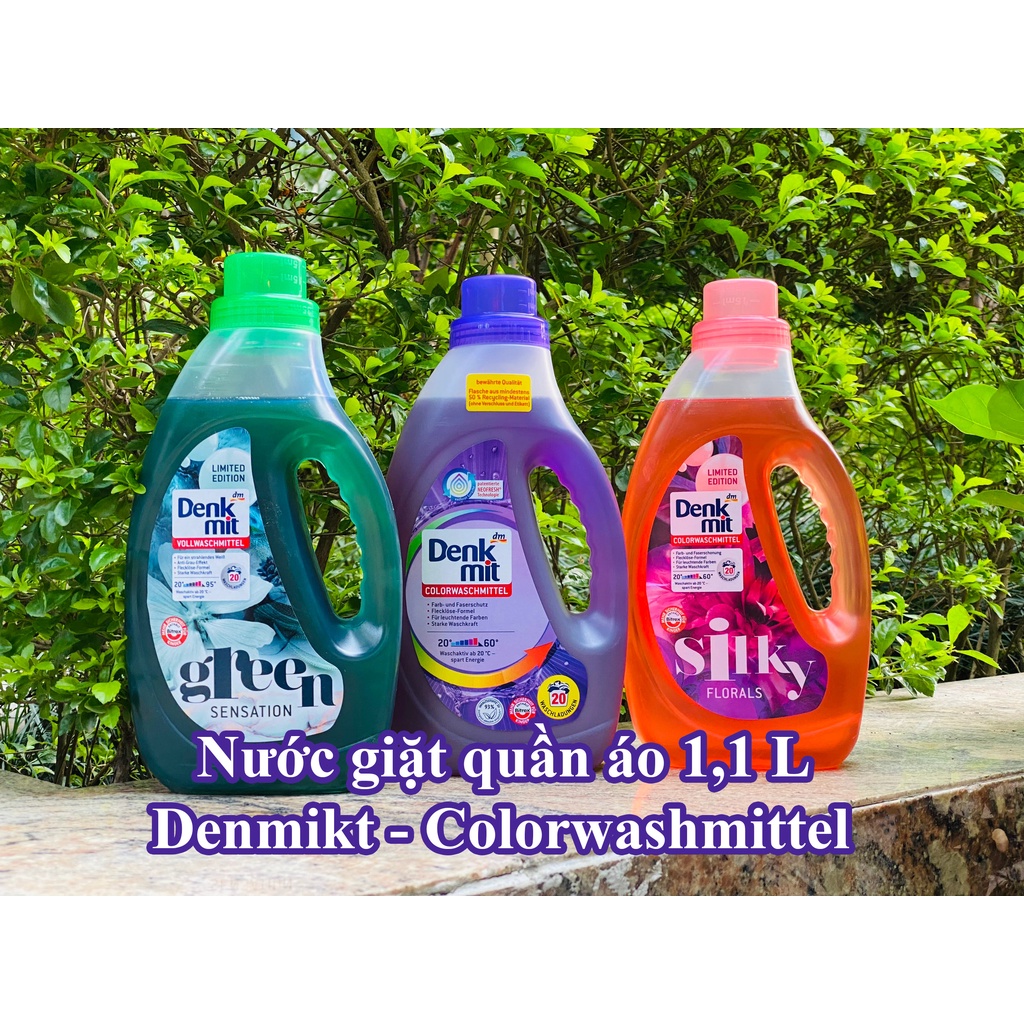 Nước giặt Denkmit nội địa Đức giúp loại bỏ vết bẩn ngay cả ở nhiệt độ thấp, chống phai màu và làm mịn vải