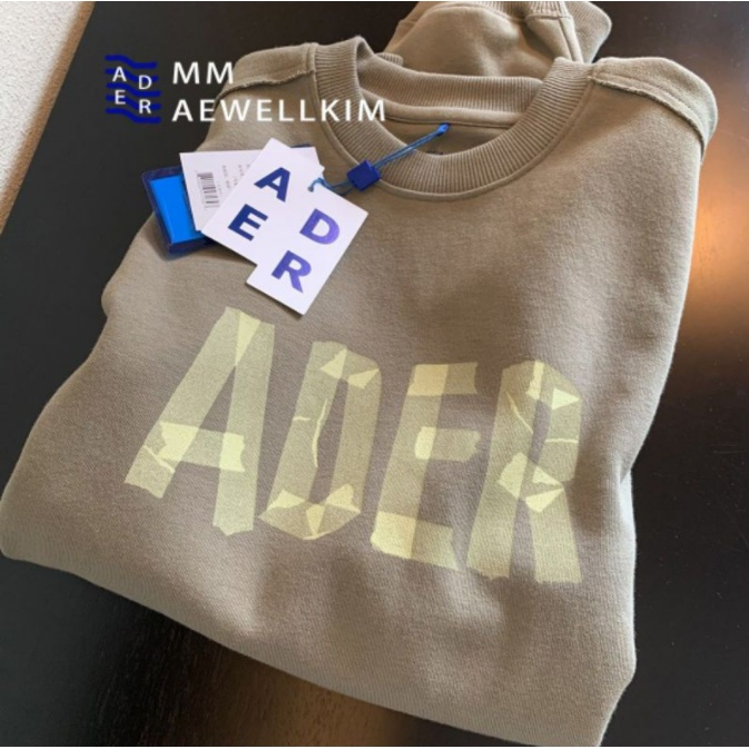 Áo sweater ADER chất nỉ chữ in trước ngực kiểu dáng Unisech