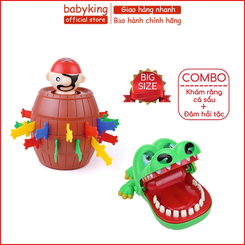 Combo Đâm Hải Tặc + Khám Răng Cá Sấu Size Lớn Dành Cho Bé Và Gia Đình Bạn Bè Cùng Chơi Giải Trí BABYKING STORE