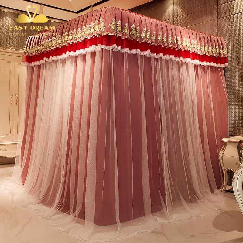 Màn khung công chúa cao cấp EASY DREAM -vải 2 lớp - không khoan tường - màn ngủ hiện đại