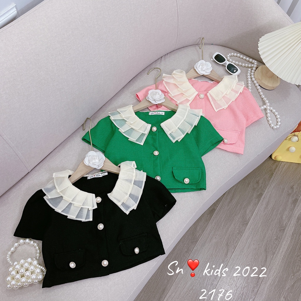 Bộ dạ mỏng cổ bèo 2 lớp bé gái (10-30kg)