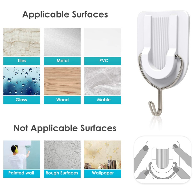 Set 6 Móc Treo Đồ Dán Tường Tự Dính Không Cần Đinh Vít Thiết Kế Sáng Tạo Đa Năng Tiện Dụng