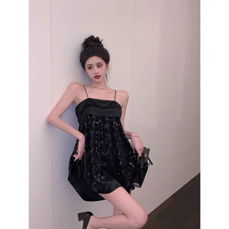 |ROEPPff DRESS| Đầm dây kim tuyến giống ROSE BLACKPINK