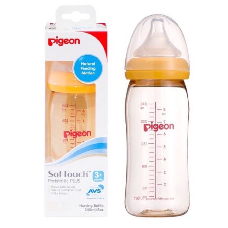 [Hàng chính hãng] {Đủ size S/M/L/LL} Bình sữa thần thánh Pigeon SofTouch (màu vàng) 160ml/240ml