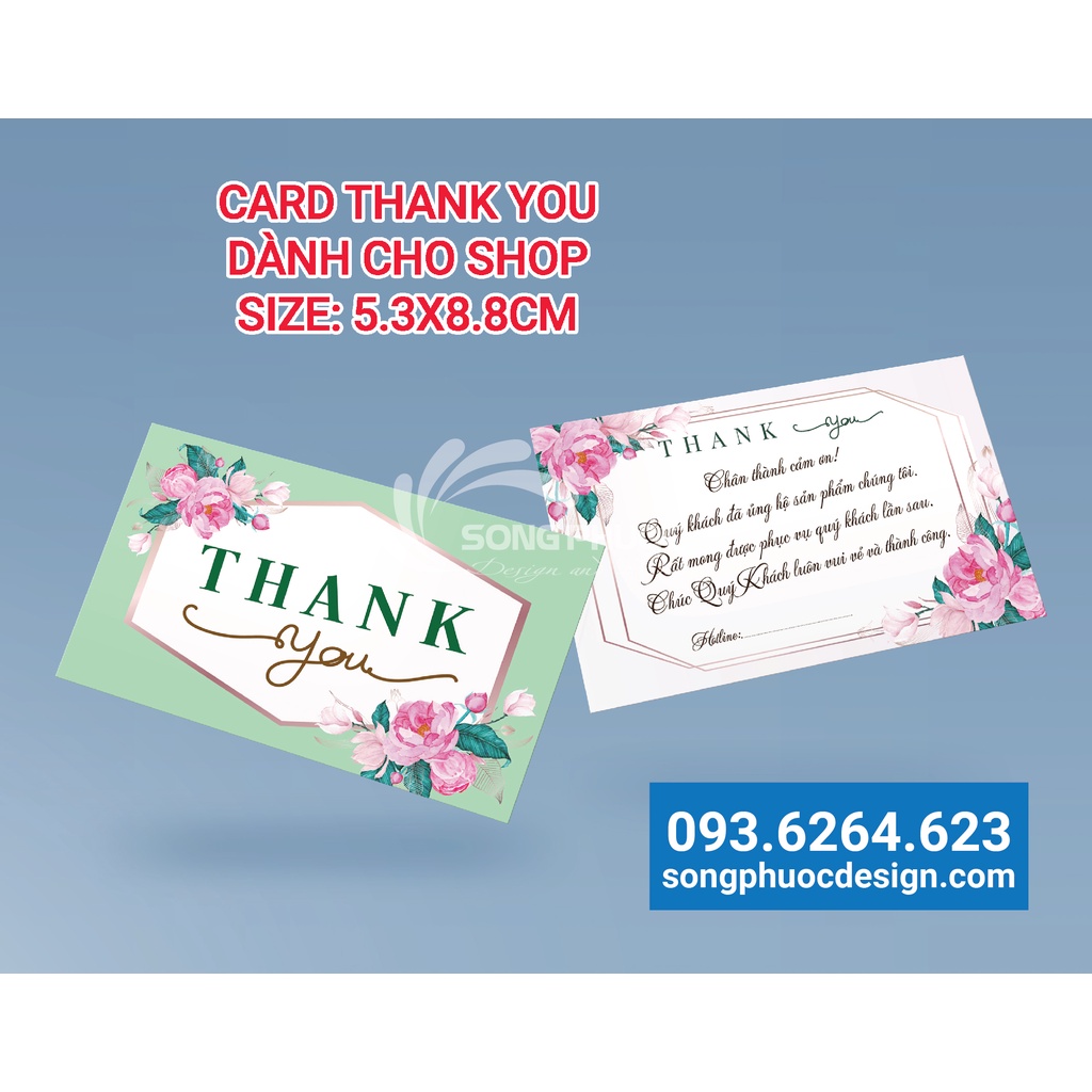 Mẫu 5 - Thiệp cảm ơn, card thank you, card cảm ơn khách hàng cho shop - In Song Phước