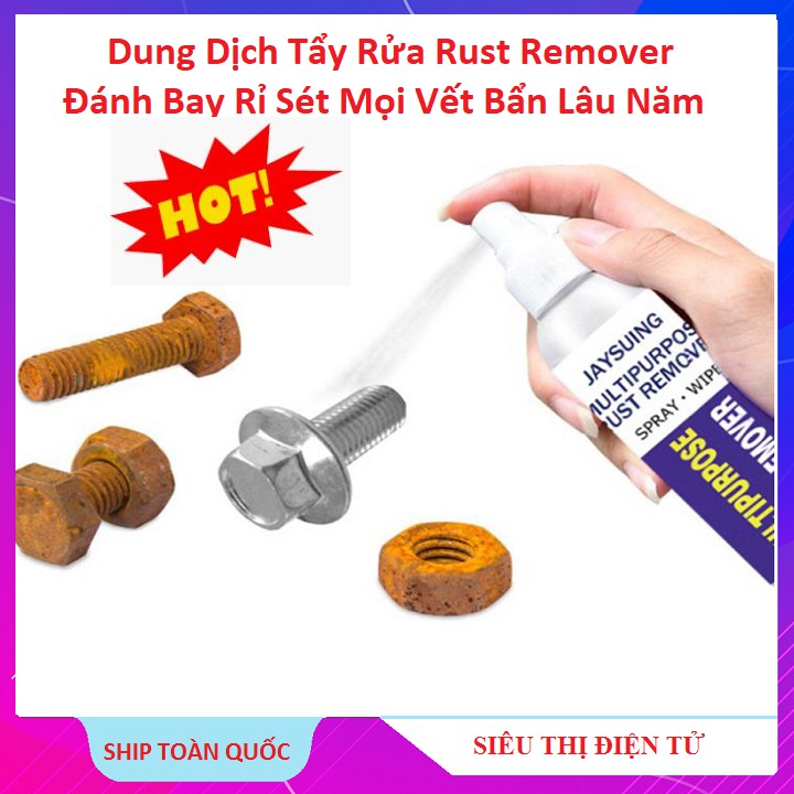 Chai Xịt Rust Remover Tẩy Rỉ Trên ÔTÔ Xe Máy, Đánh Bay Mọi Vết Bẩn Lâu Năm, Rỉ Sét Máy Móc, Dầu Nhớt