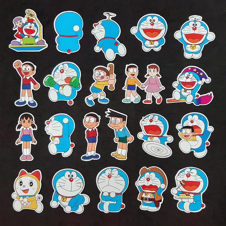 Miếng dán Sticker anime Doremon và những người bạn trọn bộ 120 hình - In rõ ràng sắc nét khó tróc