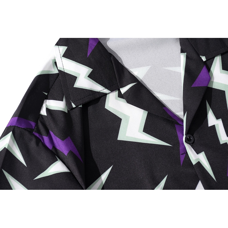 Áo Sơ Mi Tay Dài Dáng Rộng In Họa Tiết Tia Chớp Phong Cách Hip Hop Thời Trang Mùa Hè 2020 Cho Nam