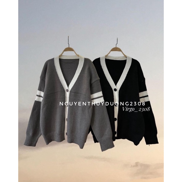 ÁO KHOÁC CADIGAN LEN VIỀN TRẮNG SỌC TAY 210 HÀNG QUẢNG CHÂU