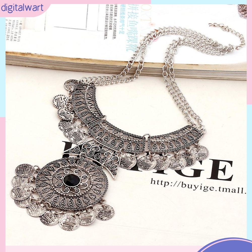 Vòng cổ Hợp Kim Mặt Hình Đồng Xu Phong Cách Boho Cho Nữ