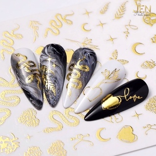Sticker dán móng nail rắn vàng
