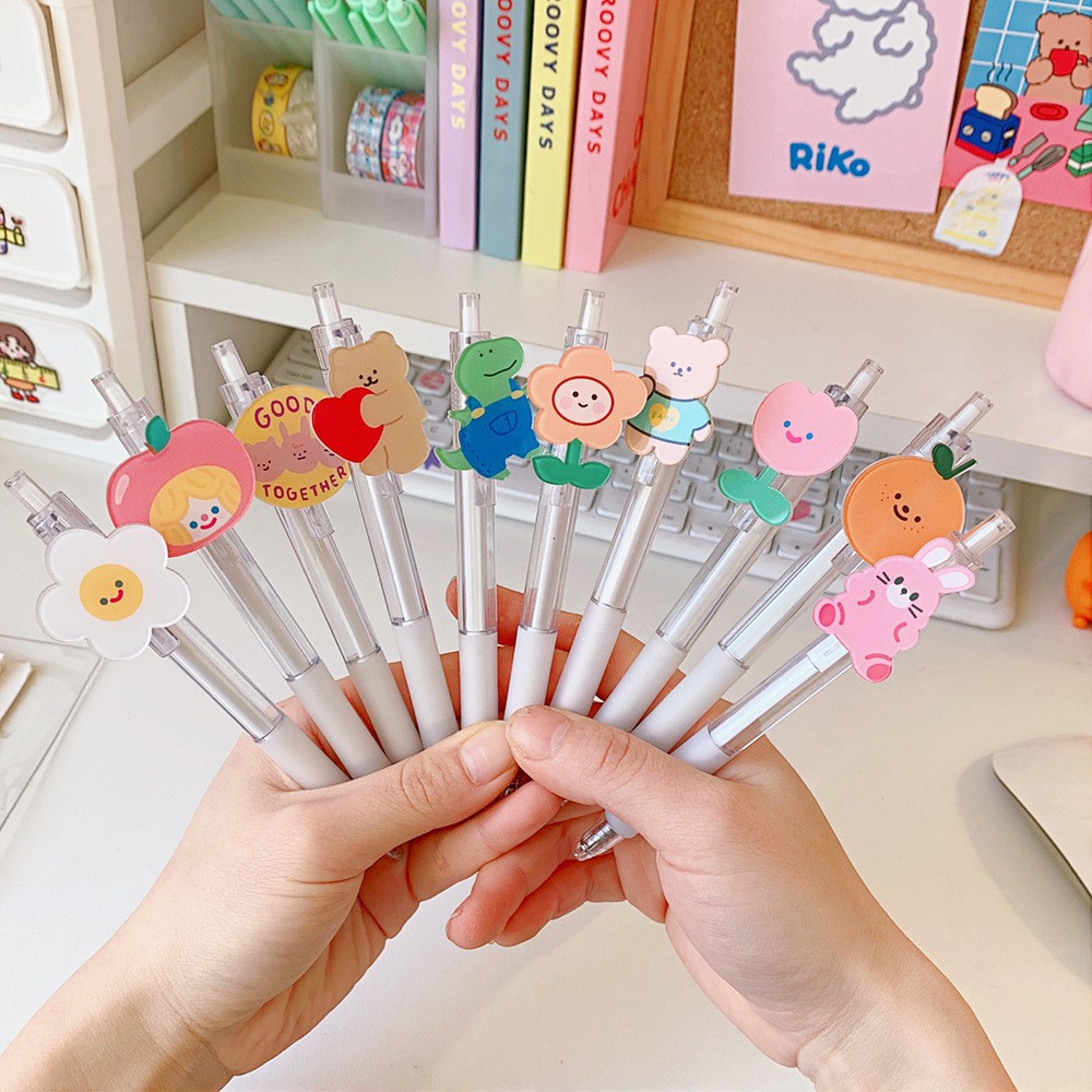 Bút Bi Mực Đen 0.5mm Sắc Nét Đính Hình Nhựa Cutie Things