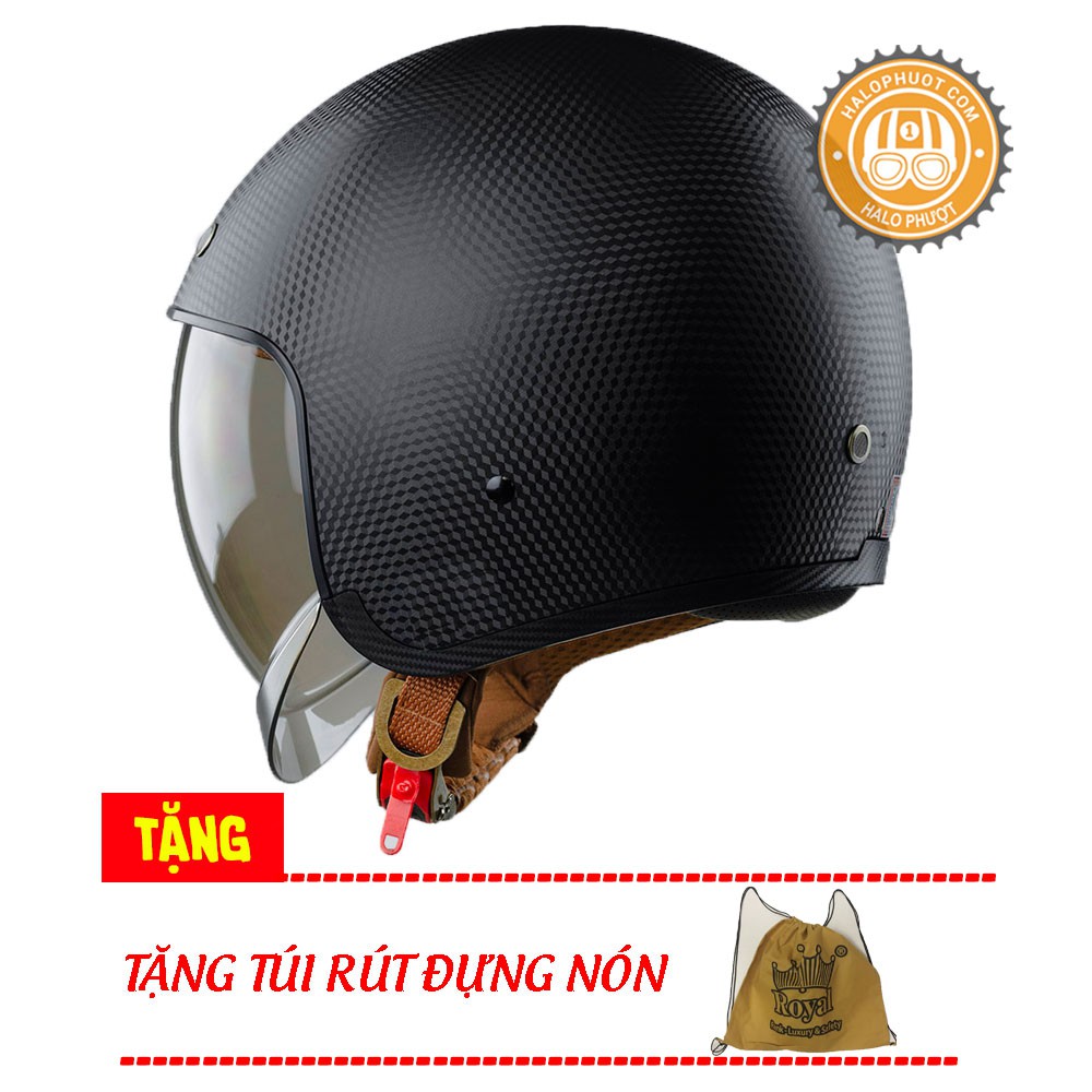 Nón bảo hiểm 3/4 kính âm Royal M139 Đen Carbon
