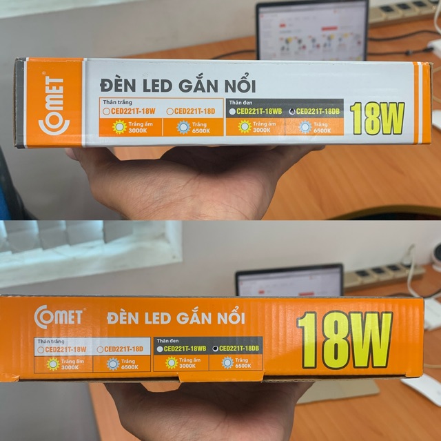 Đèn led ốp trần VUÔNG lắp nổi, viền ĐEN, COMET CED221T-DB (nhiều công suất)