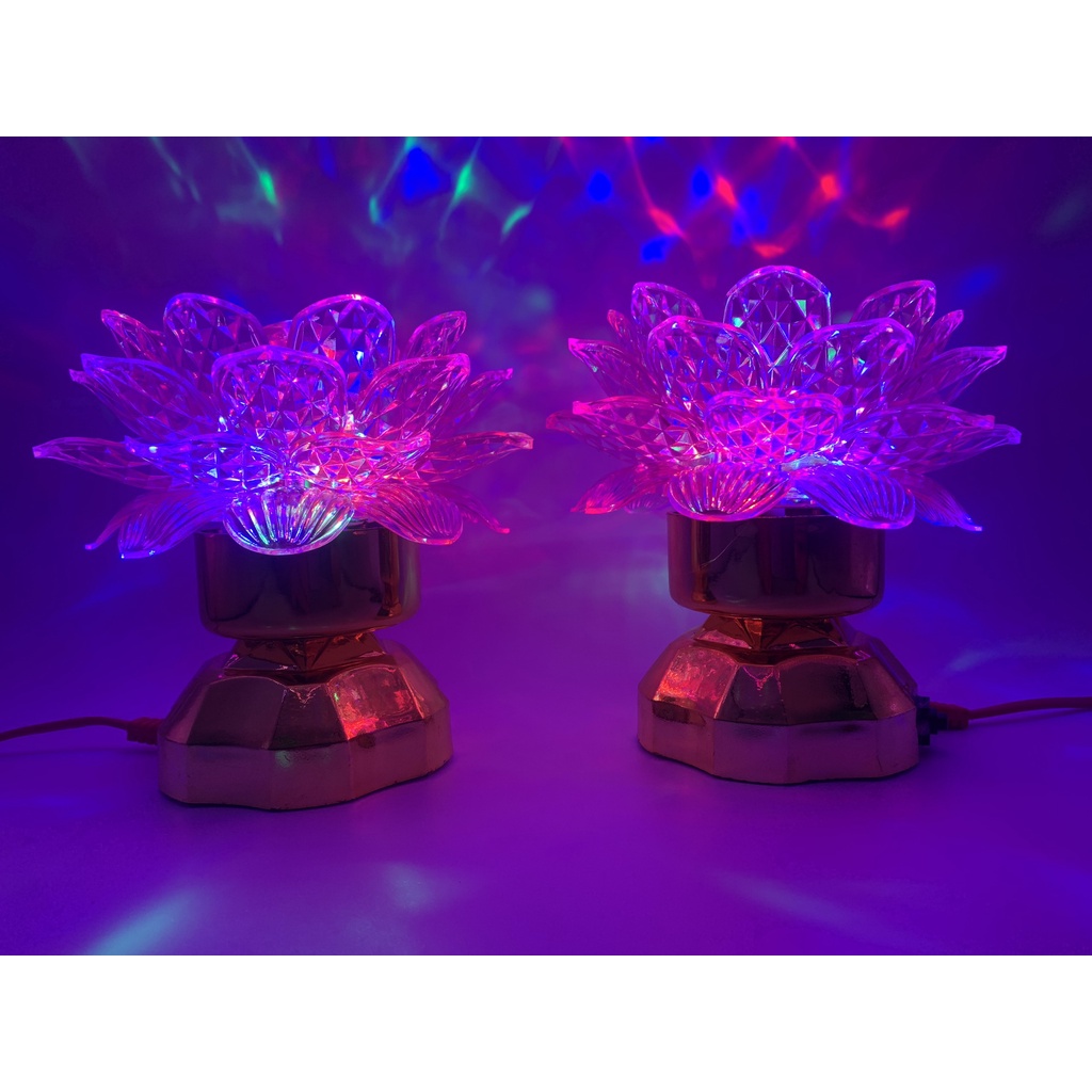 ĐÈN XOAY1 HOA SEN SIÊU SÁNG 2 CHẾ ĐỘ XOAY VÀ TĨNH SÁNG ĐẸP THỜ QUAN ÂM, ĐÀI HOA SEN