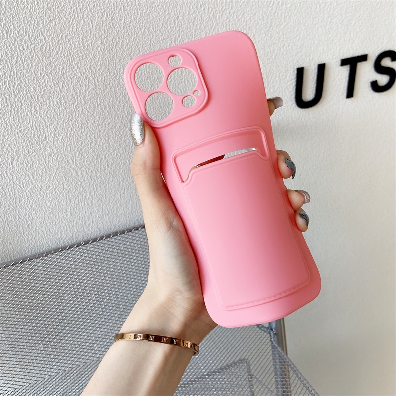 Ốp điện thoại silicon mềm chống sốc có ngăn đựng thẻ cho for iphone 11 13 12 Pro Max 13 Mini XS X SE 2 8 7 Plus
