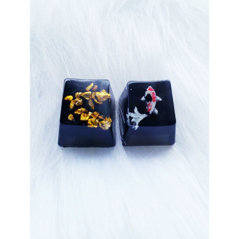 Keycap đá vàng, cá koi trang trí bàn phím gaming