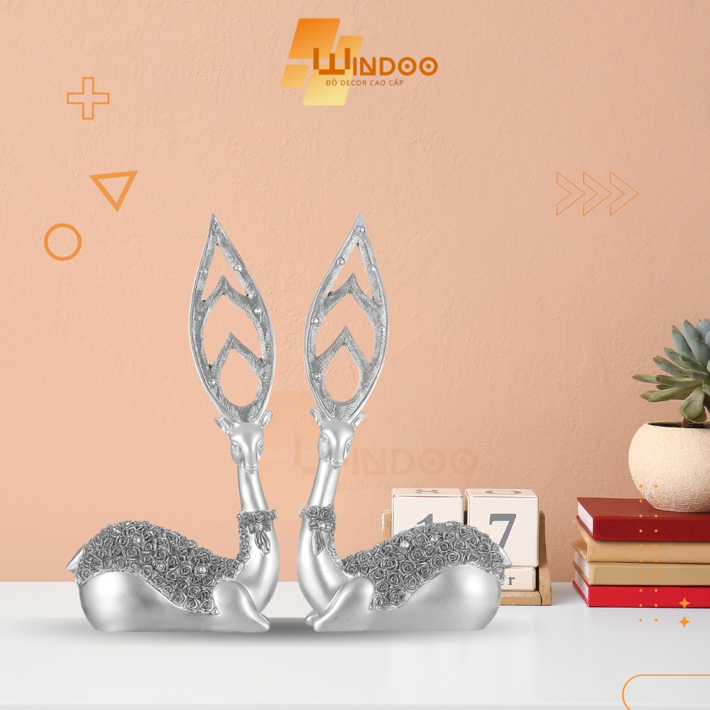 Tượng cặp hươu tài lộc sang trọng phú quý decor trang trí phòng phong cách bắc âu