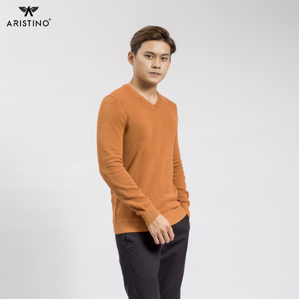 Áo len nam ARISTINO cổ tim, gọn gàng - AWO012W8