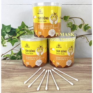 Tăm Bông Cho Bé 336 Que Hộp Tròn Xoay Merigo Bông Bạch Tuyết - Tăm Bông Kotton Cari For Kid HỘP TRÒN Bông Bạch Tuyết