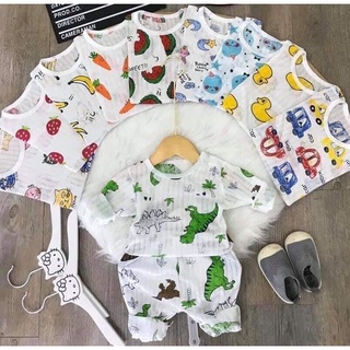 Bộ dài tay cotton giấy cho bé