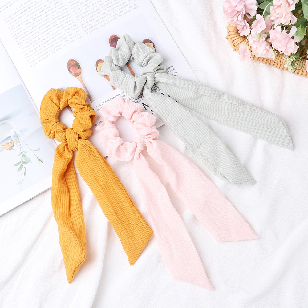 dây cột tóc màu trơn ruy băng xinh xắn cho nữ