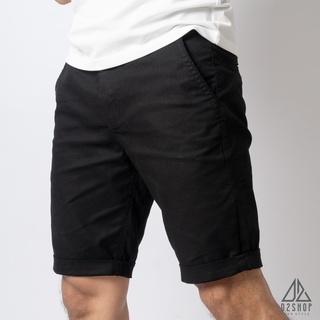 Quần Short nam D2shop vải kaki co giãn, màu đen
